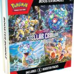 Front image of the Pokemon Scarlet and Violet Stellar Crown Booster Bundle with 6 booster packs