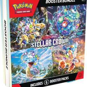Front image of the Pokemon Scarlet and Violet Stellar Crown Booster Bundle with 6 booster packs