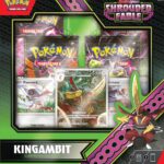 Product image of the Pokémon TCG: Shrouded Fable Kingambit Illustration Rare Box featuring Kingambit, Pawniard, and Bisharp promo cards