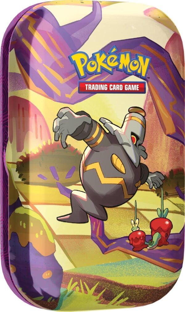 Pokemon S&V Shrouded Fable Mini Tin featuring Okidogi - Includes 2 Booster Packs, Art Card & Sticker