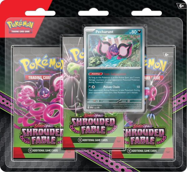 Pokemon Scarlet & Violet Shrouded Fable Three-Booster Blister with Pecharunt Promo