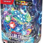 Front image of the Pokemon Scarlet and Violet Stellar Crown Build and Battle Box featuring booster packs and promo card deck