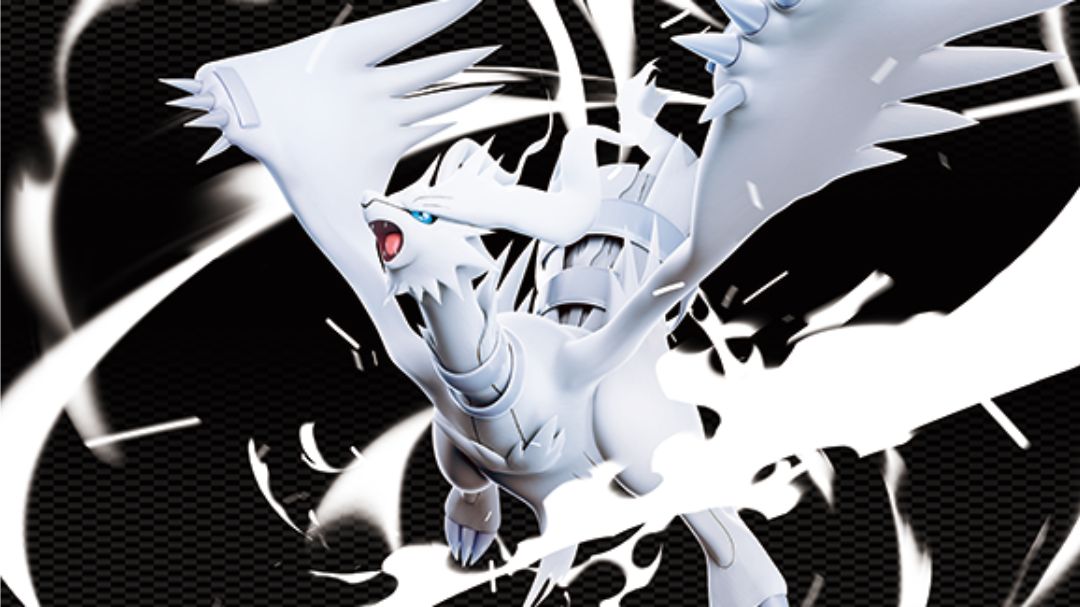 Black and white banner for Pokémon TCG: Scarlet & Violet – White Flare featuring Zekrom